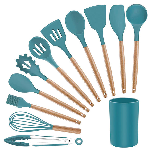 Chef kitchenware set, 12 piece non stick silicone kitchenware spatula set, silicone kitchenware set
