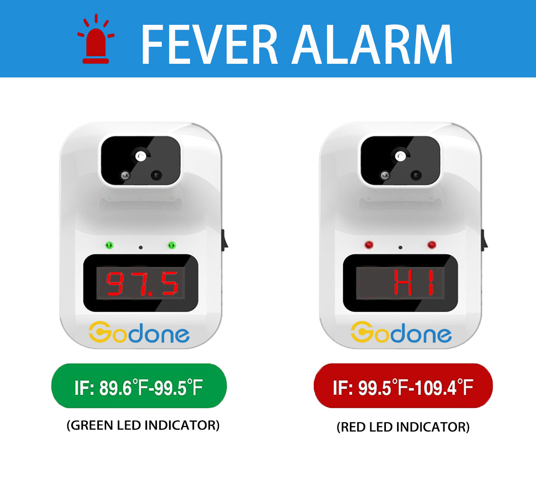 Wall Mounted Infrared Thermometer for Non-Contact Forehead 0.5s Quick Test, with Large LCD Display Fever Alarm for Office/Company/Factory/Shop/School/Restaurant