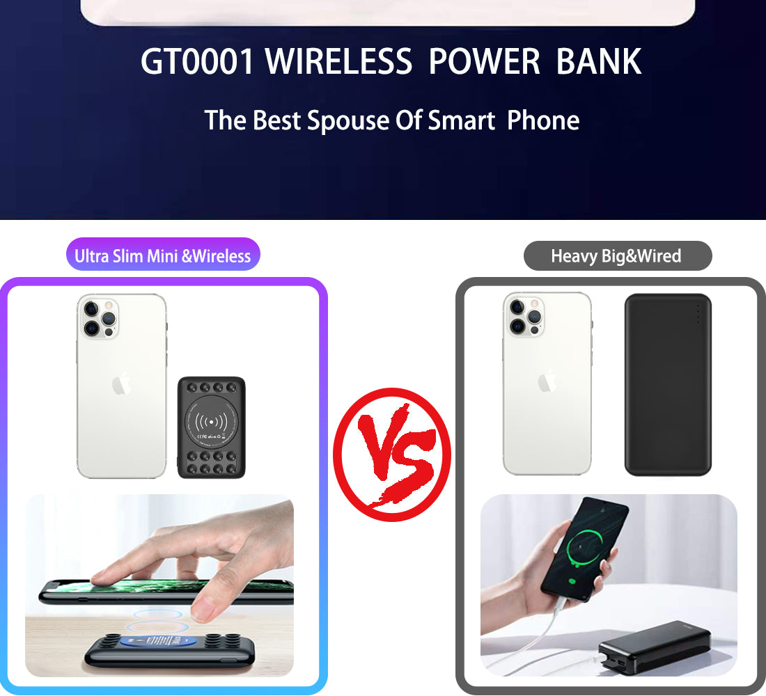 Fast Suction Ultra Slim Mini Power Bank Qi Wireless Power Bank for Phones. Perfect Christmas and New Year Gifts